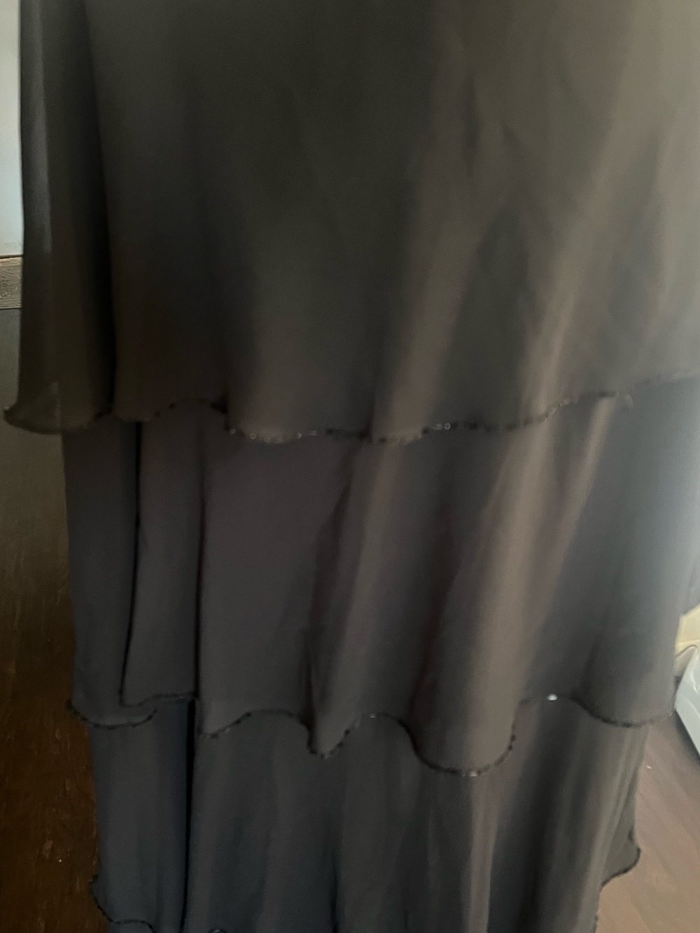 Elegant Black Layered Chiffon and Beaded floor length skirt